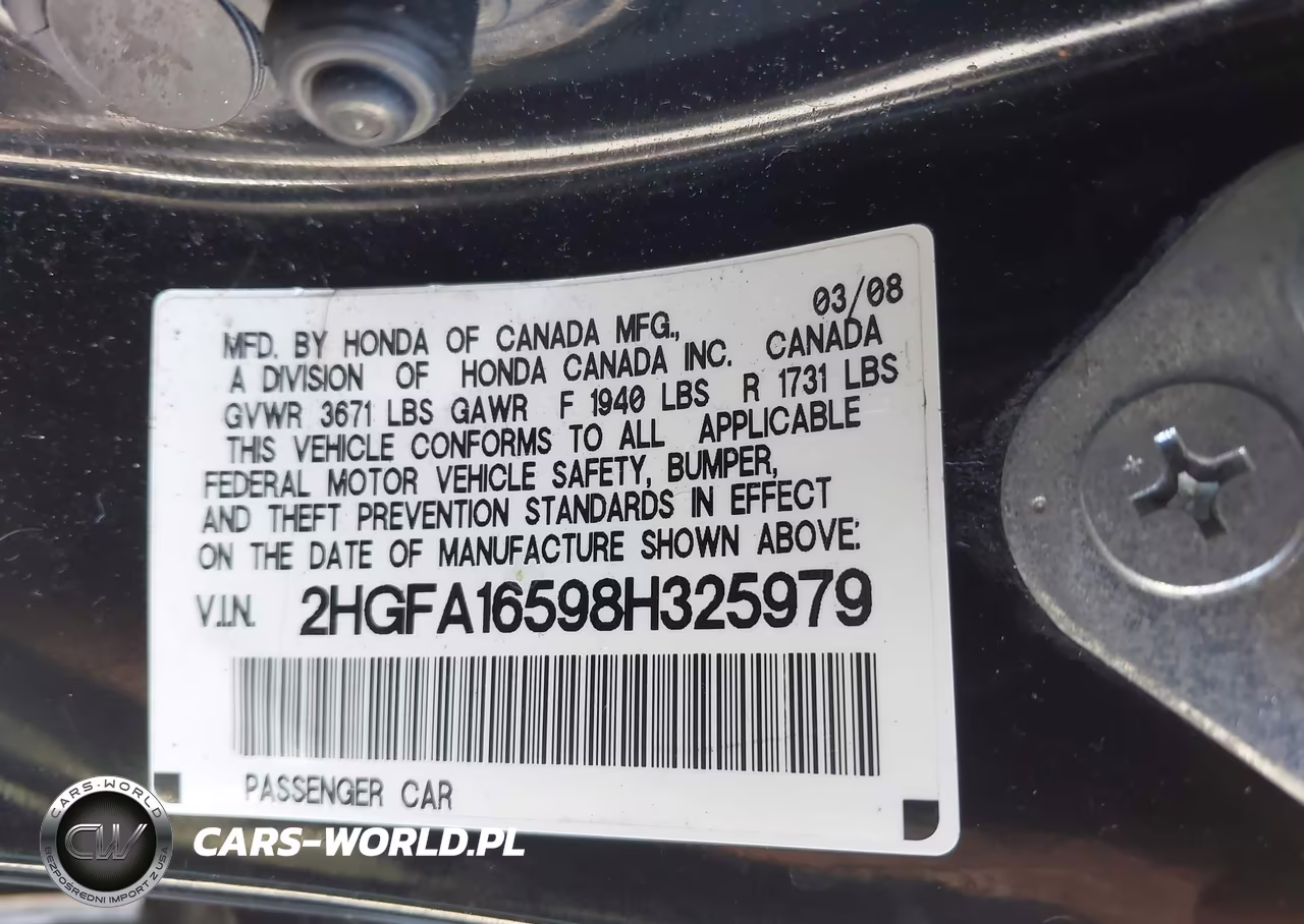 2008 Honda Civic Lx VIN:2HGFA16598H325979 - 9