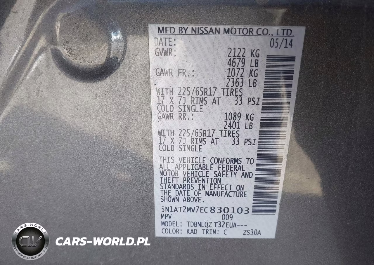 2014 Nissan Rogue Sv VIN:5N1AT2MV7EC830103 - 9