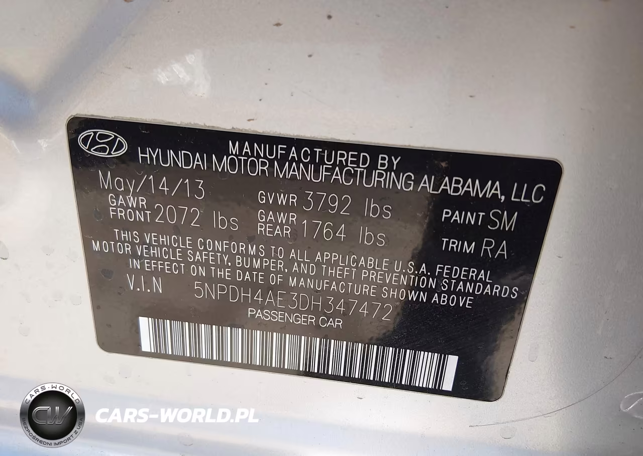 2013 Hyundai Elantra Gls VIN:5NPDH4AE3DH347472 - 9