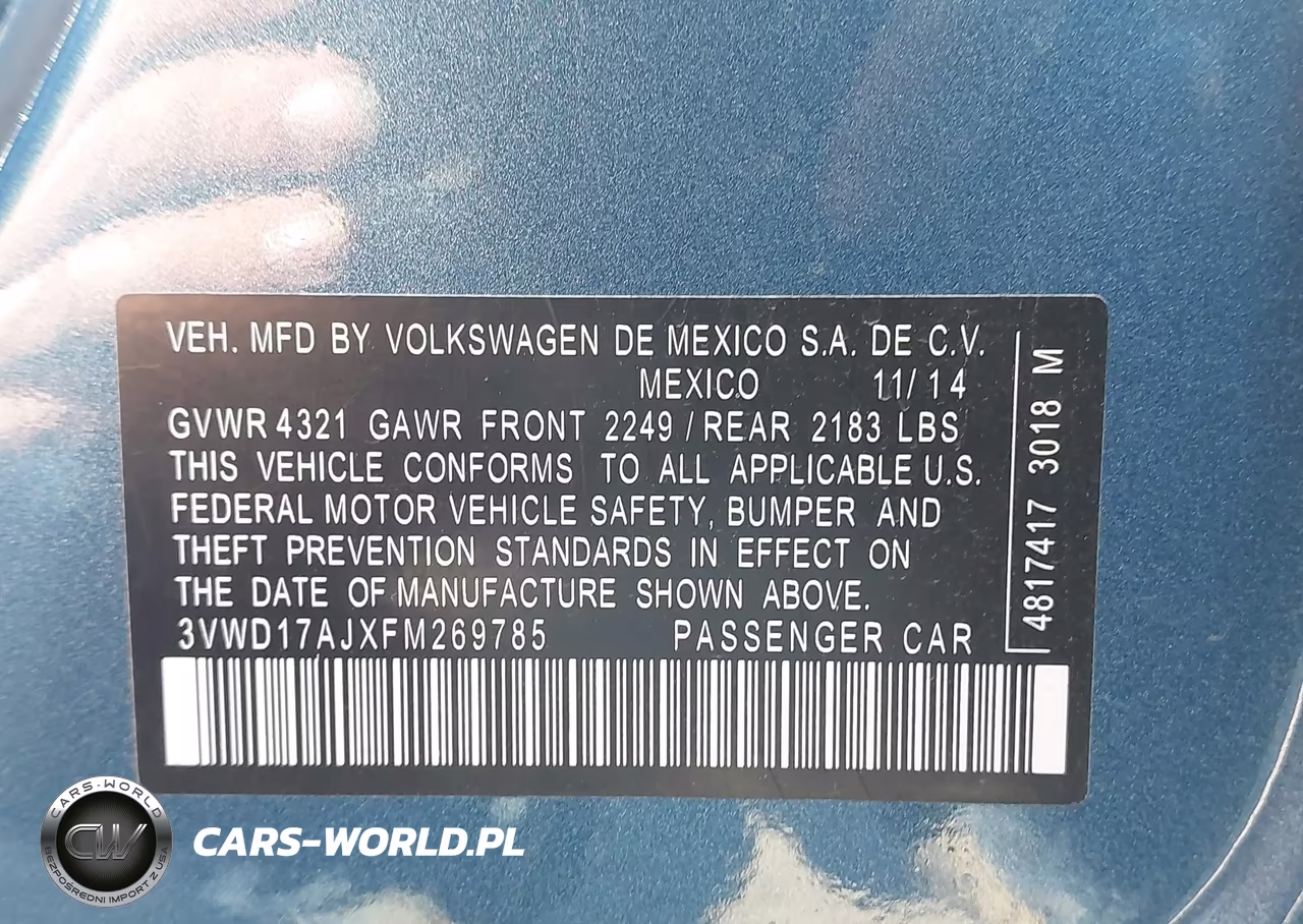 2015 Volkswagen Jetta 1.8T Se VIN:3VWD17AJXFM269785 - 9