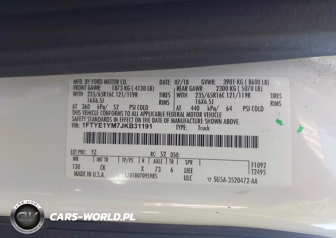 2018 Ford Transit-150 VIN:1FTYE1YM7JKB31191 - 9