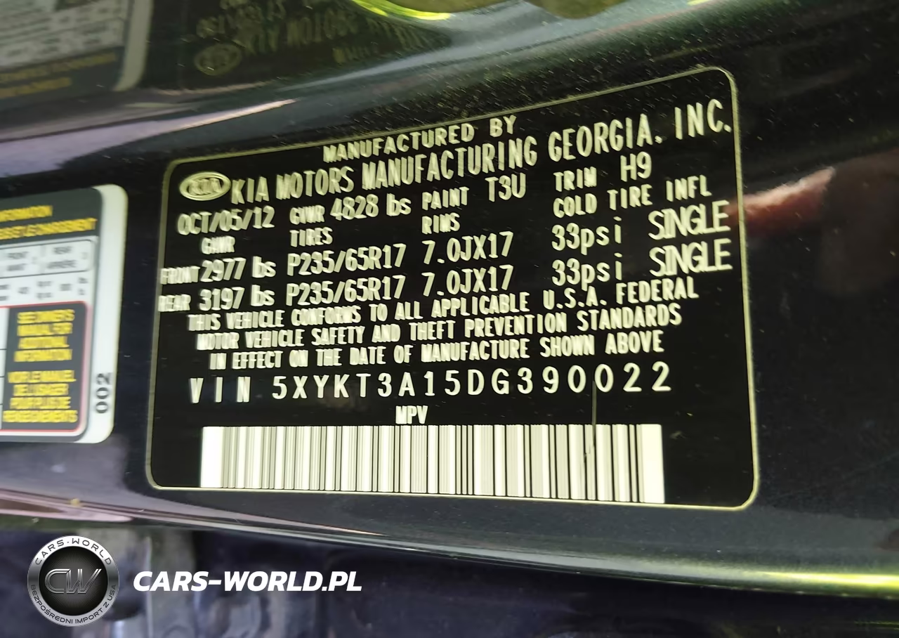2013 Kia Sorento Lx VIN:5XYKT3A15DG390022 - 9