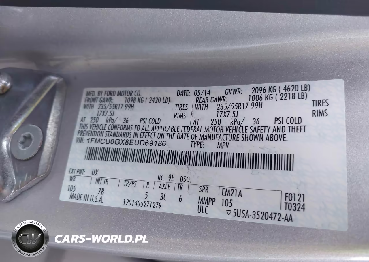 2014 Ford Escape Se VIN:1FMCU0GX8EUD69186 - 9