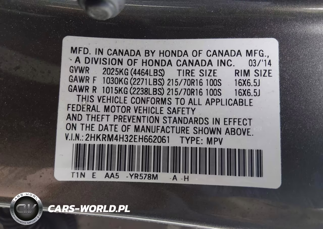 2014 Honda Cr-V Lx VIN:2HKRM4H32EH662061 - 9