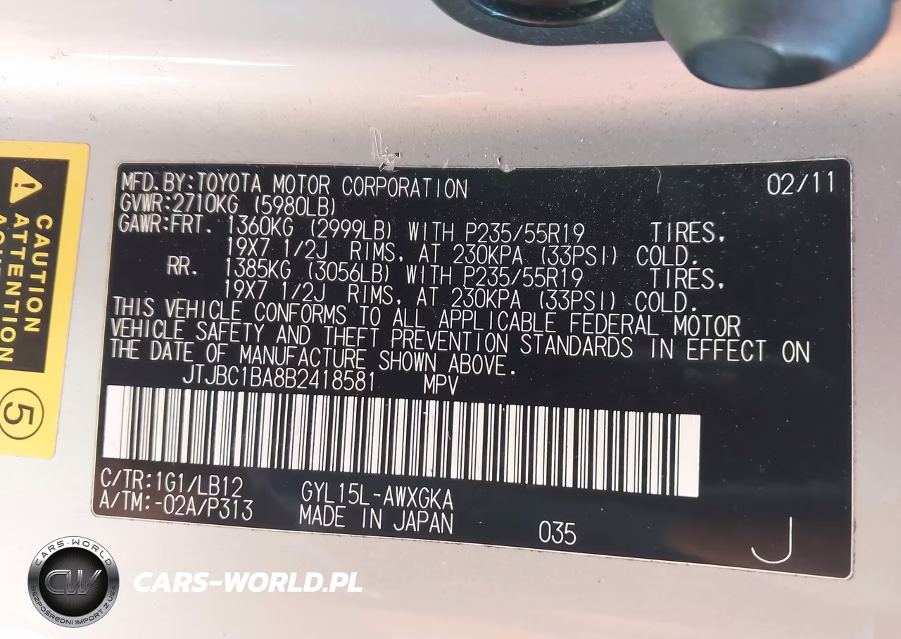2011 Lexus Rx 450H VIN:JTJBC1BA8B2418581 - 9