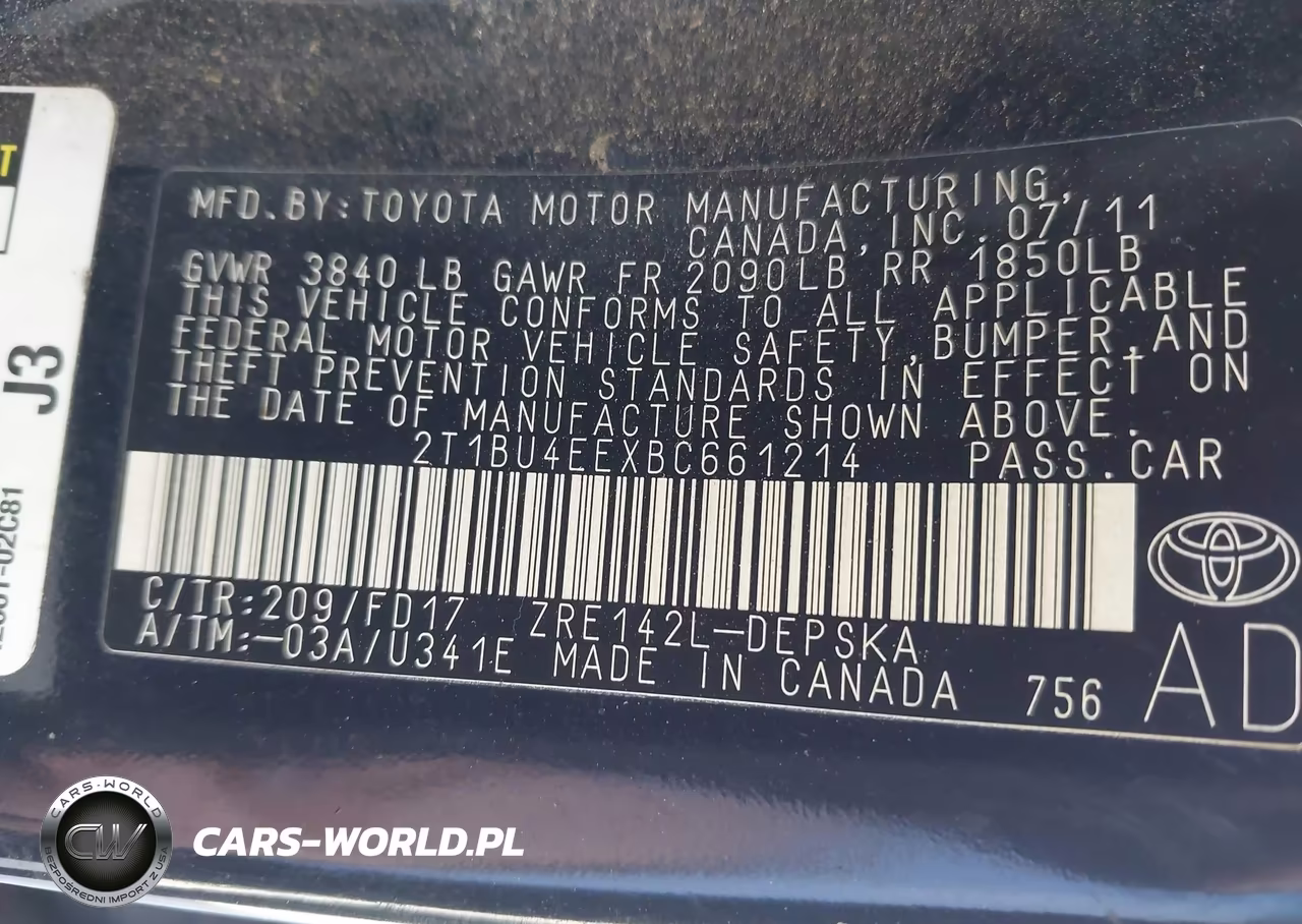 2011 Toyota Corolla S VIN:2T1BU4EEXBC661214 - 9