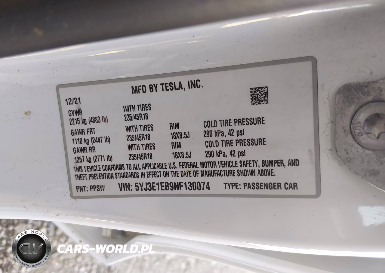 2022 Tesla Model 3 Long Range Dual Motor All-Wheel Drive VIN:5YJ3E1EB9NF130074 - 9