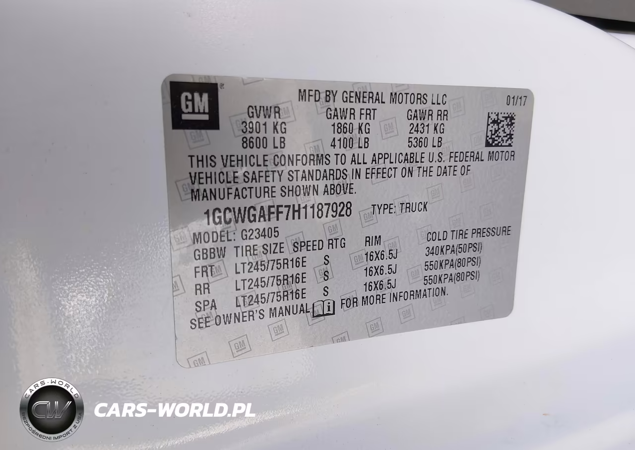 2017 Chevrolet Express 2500 Work Van VIN:1GCWGAFF7H1187928 - 9
