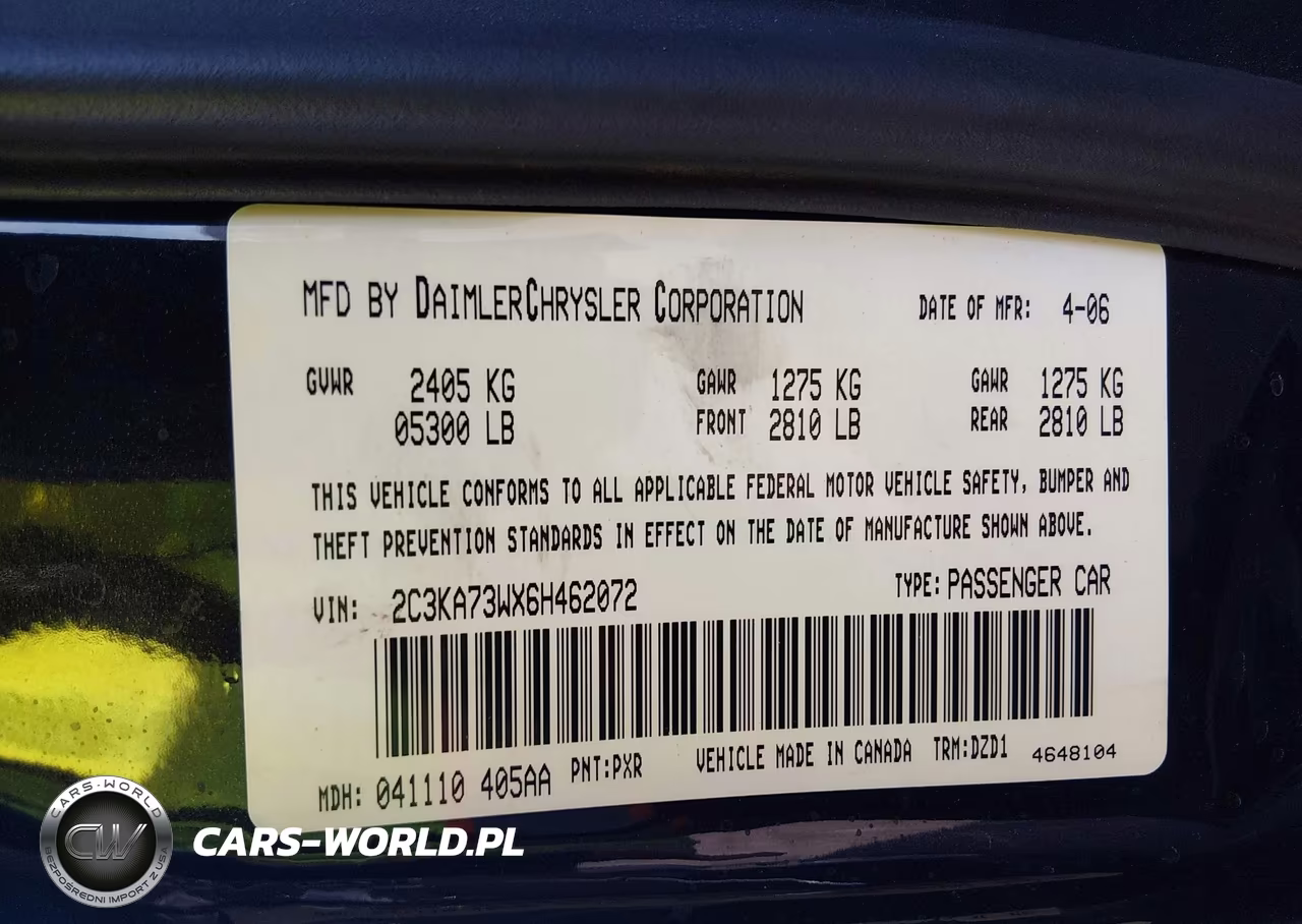 2006 Chrysler 300C Srt8 VIN:2C3KA73WX6H462072 - 9