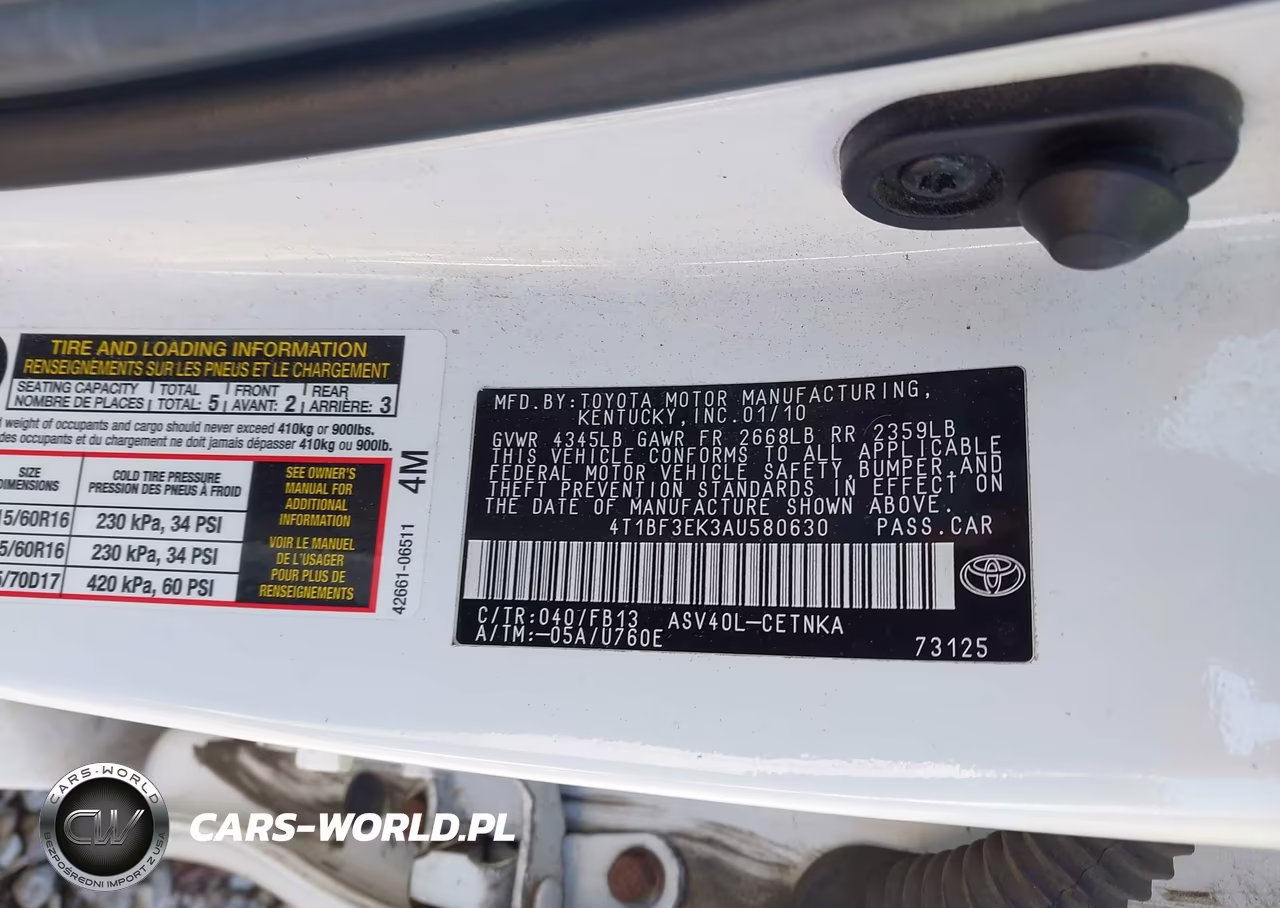 2010 Toyota Camry VIN:4T1BF3EK3AU580630 - 9
