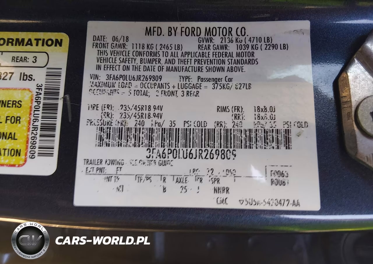 2018 Ford Fusion Hybrid Se VIN:3FA6P0LU6JR269809 - 9