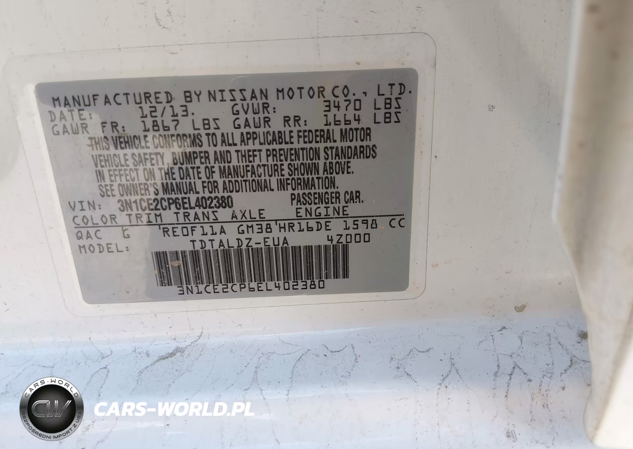 2014 Nissan Versa Note Sv VIN:3N1CE2CP6EL402380 - 9