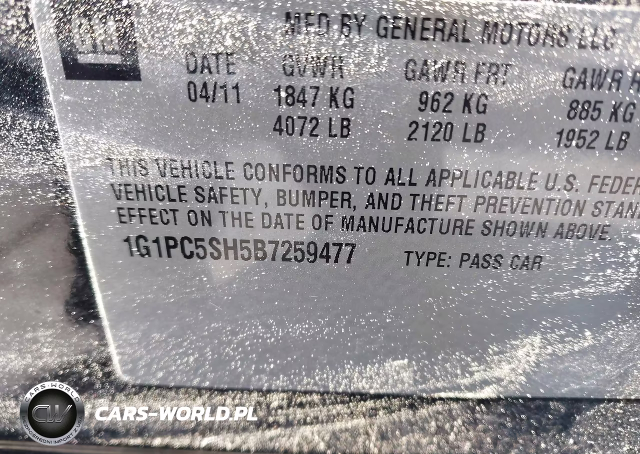 2011 Chevrolet Cruze Ls VIN:1G1PC5SH5B7259477 - 9