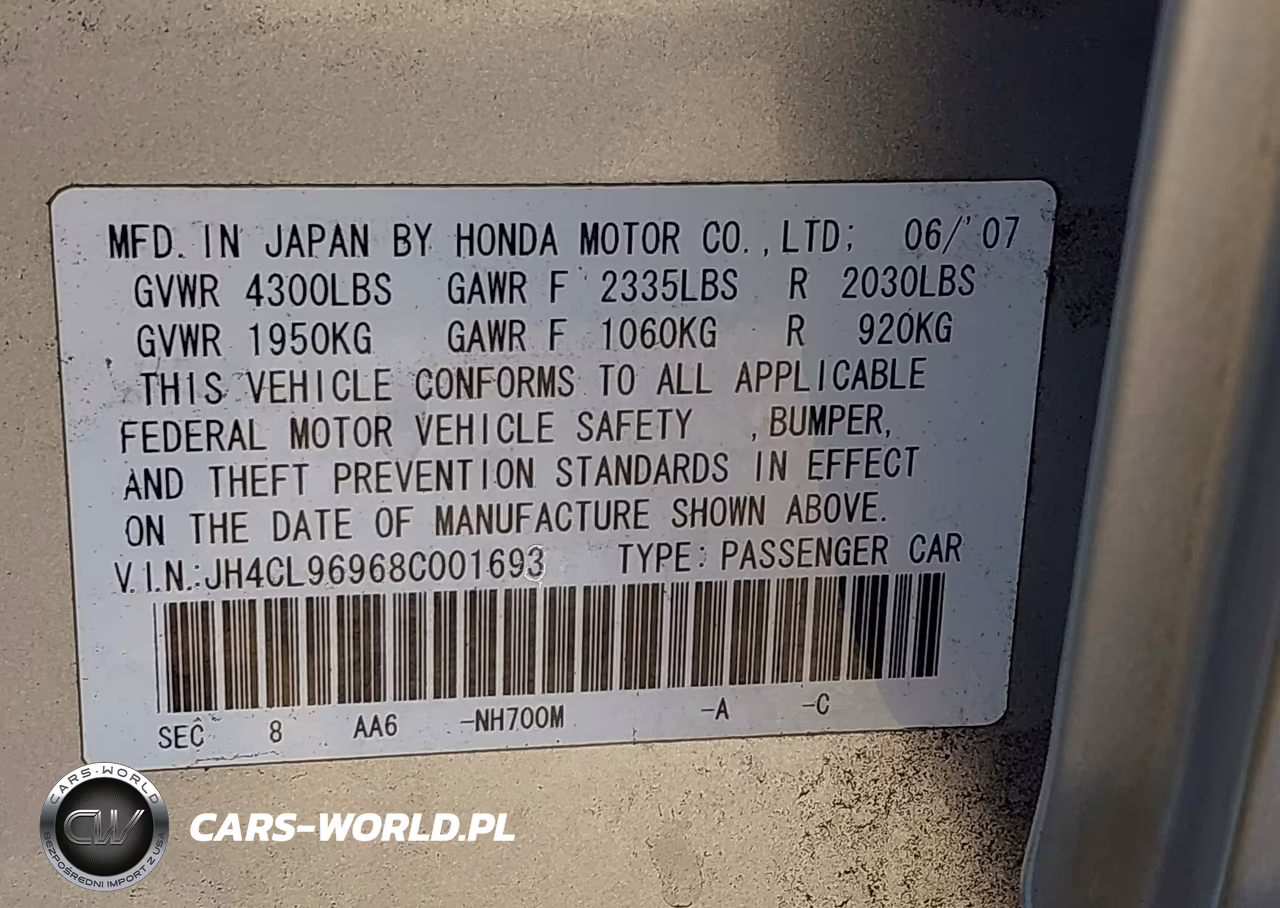 2008 Acura Tsx VIN:JH4CL96968C001693 - 9