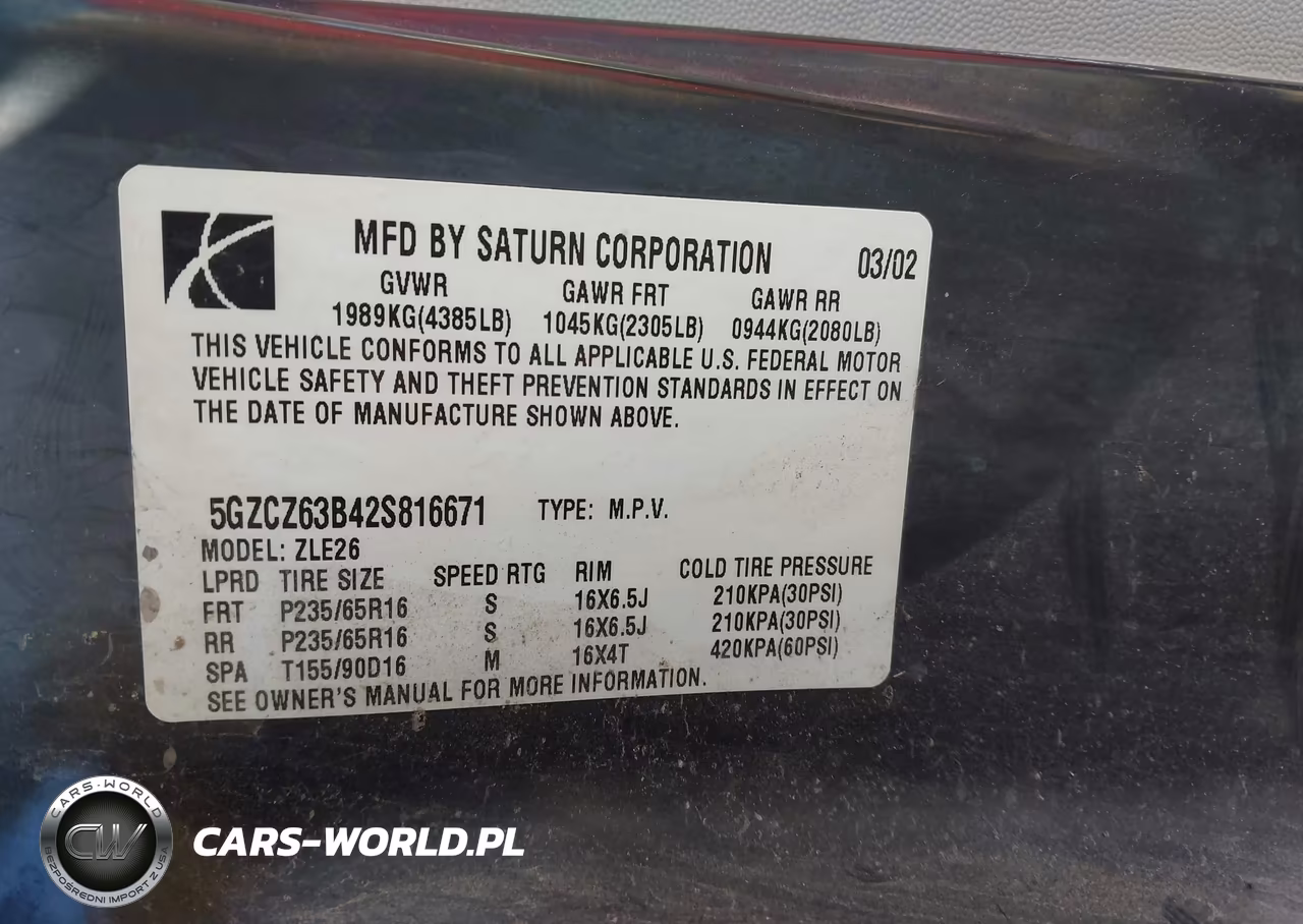 2002 Saturn Vue V6 VIN:5GZCZ63B42S816671 - 9