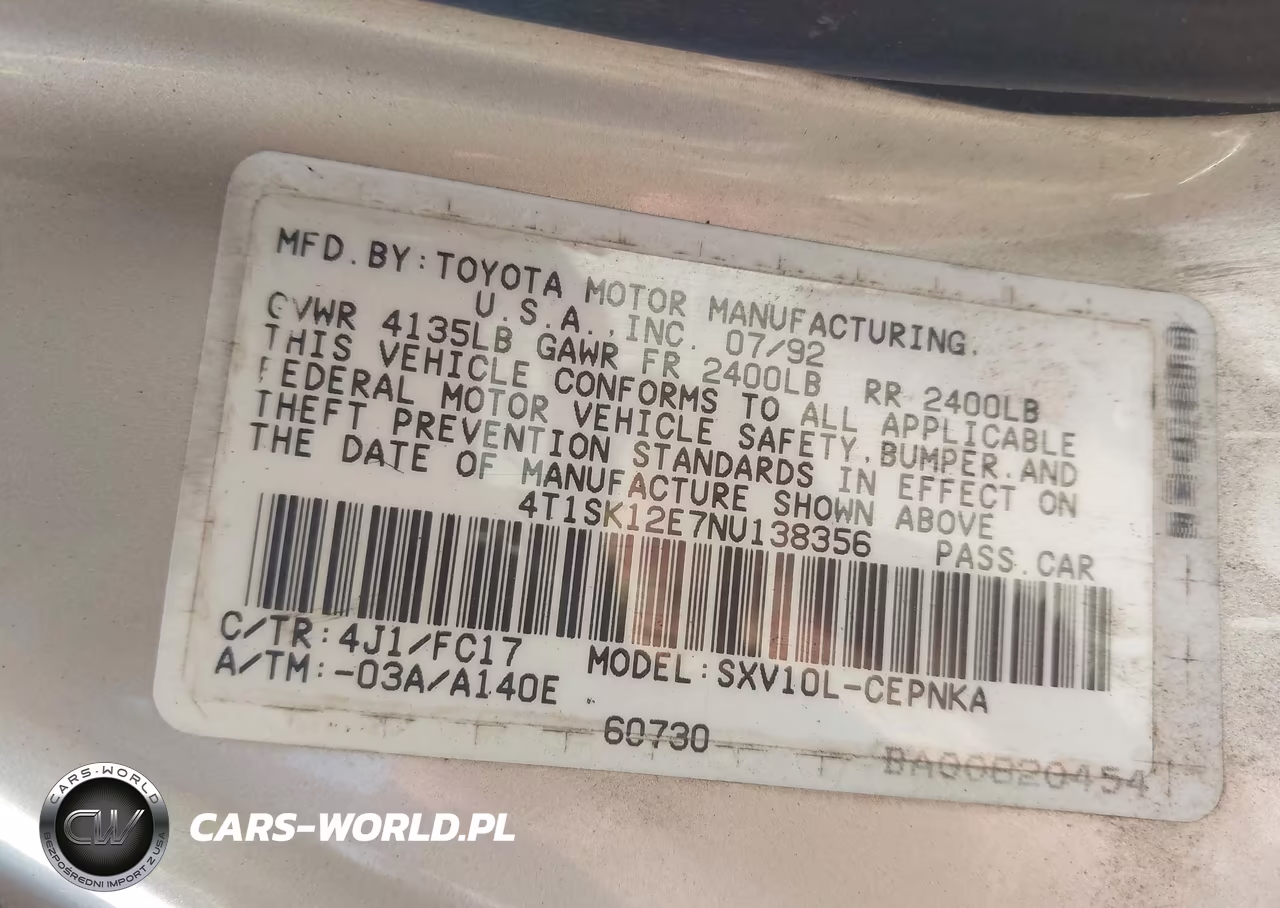 1992 Toyota Camry Le VIN:4T1SK12E7NU138356 - 9