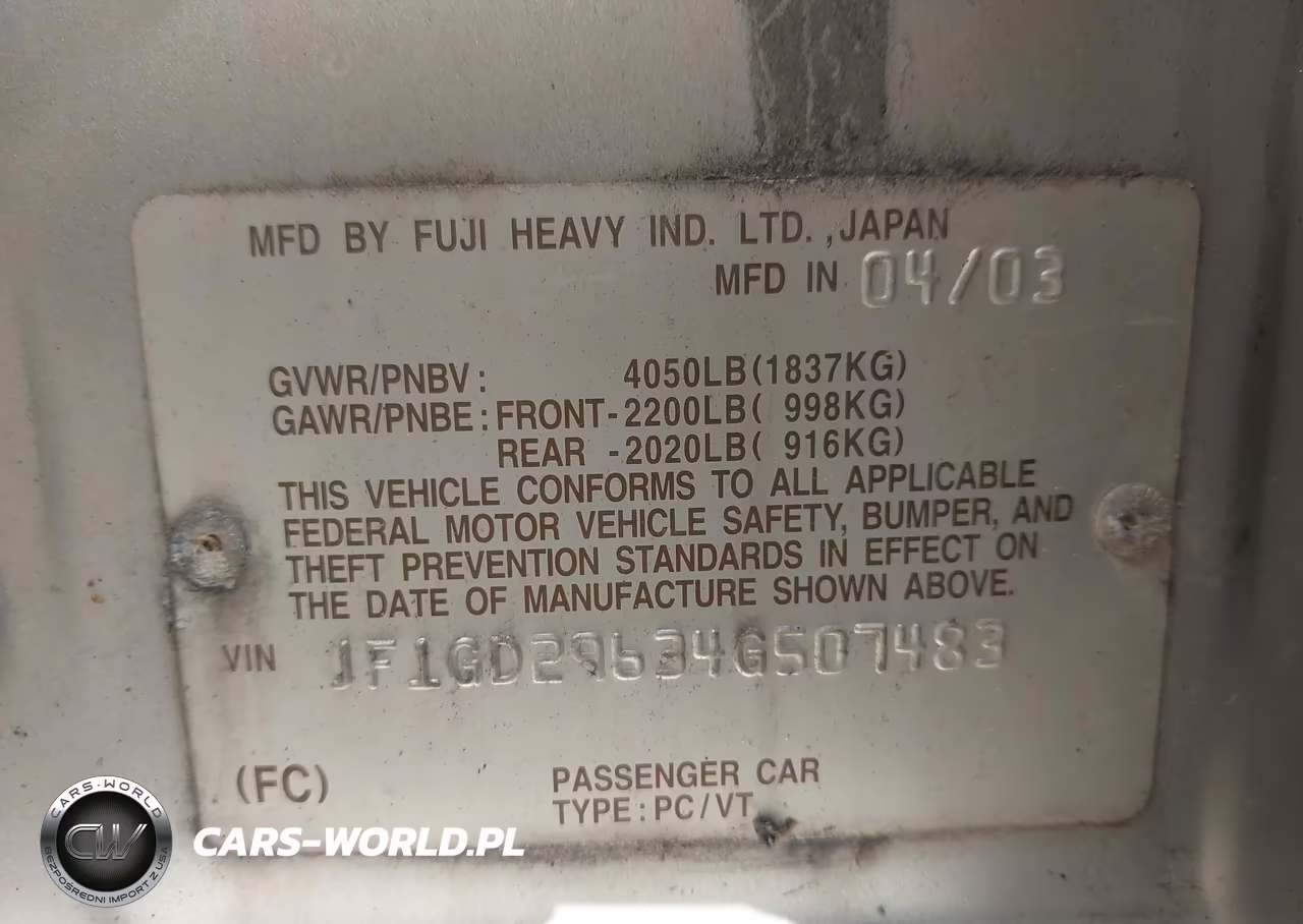 2004 Subaru Impreza Wrx VIN:JF1GD29634G507483 - 9