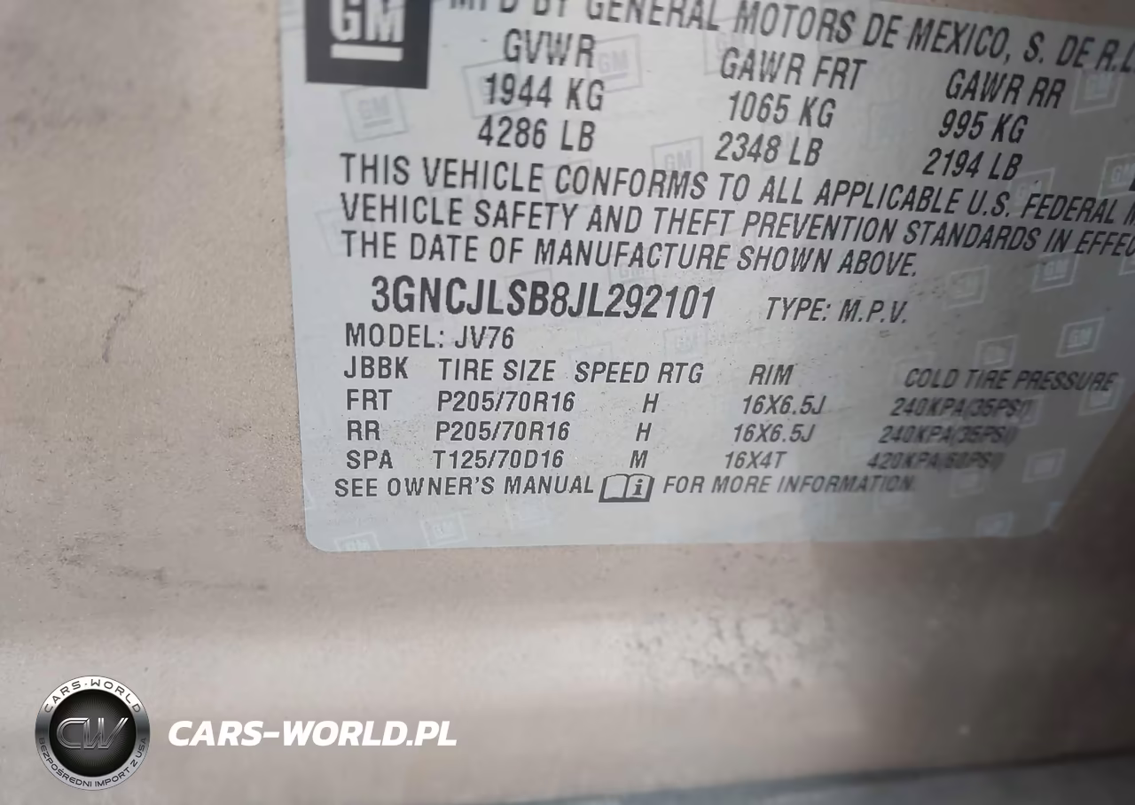 2018 Chevrolet Trax Lt VIN:3GNCJLSB8JL292101 - 9