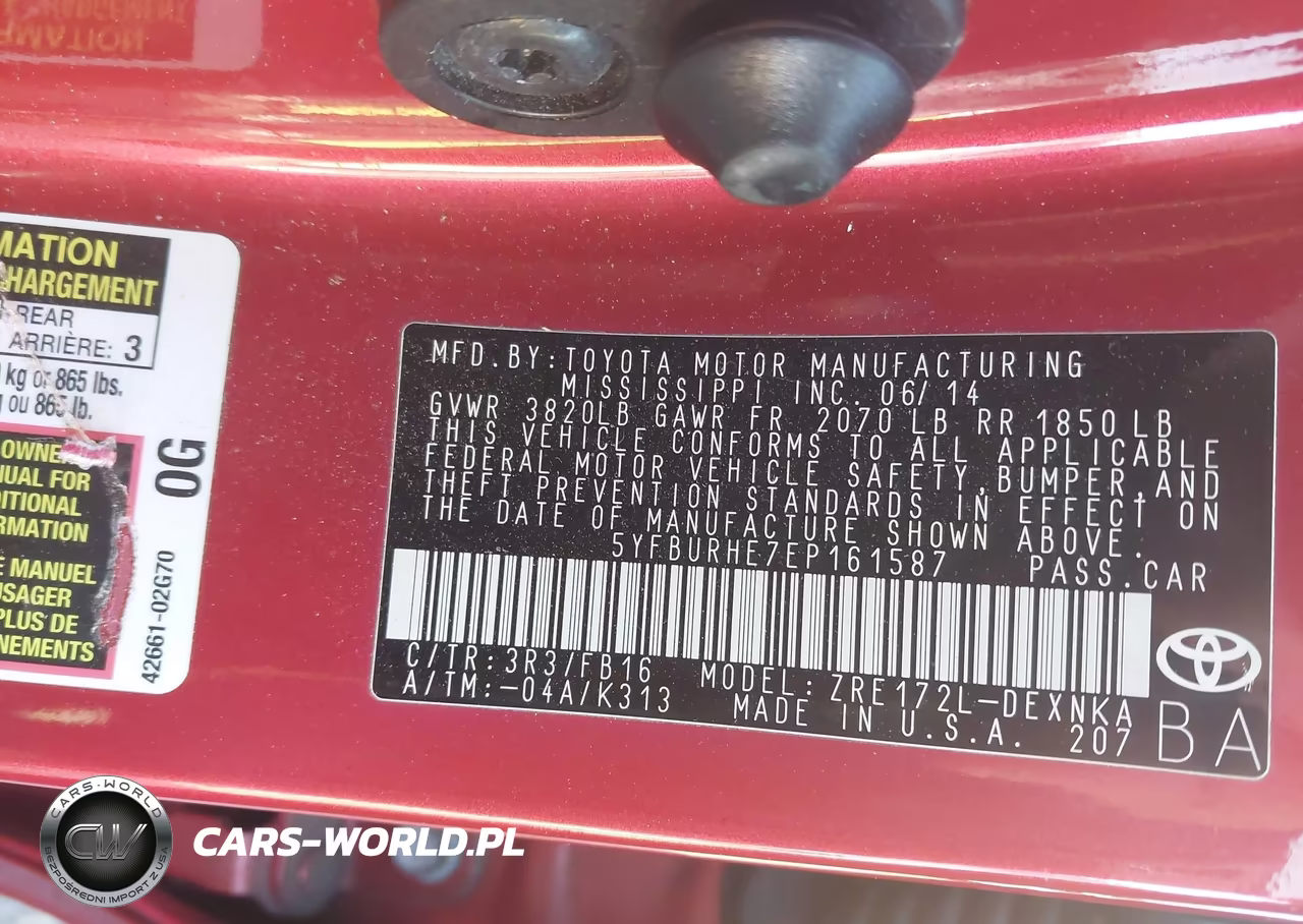2014 Toyota Corolla Le VIN:5YFBURHE7EP161587 - 9