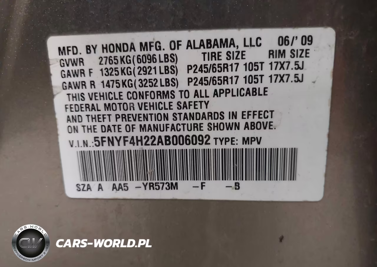 2010 Honda Pilot Lx VIN:5FNYF4H22AB006092 - 9