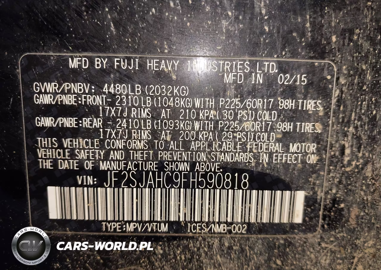 2015 Subaru Forester 2.5I Limited VIN:JF2SJAHC9FH590818 - 9
