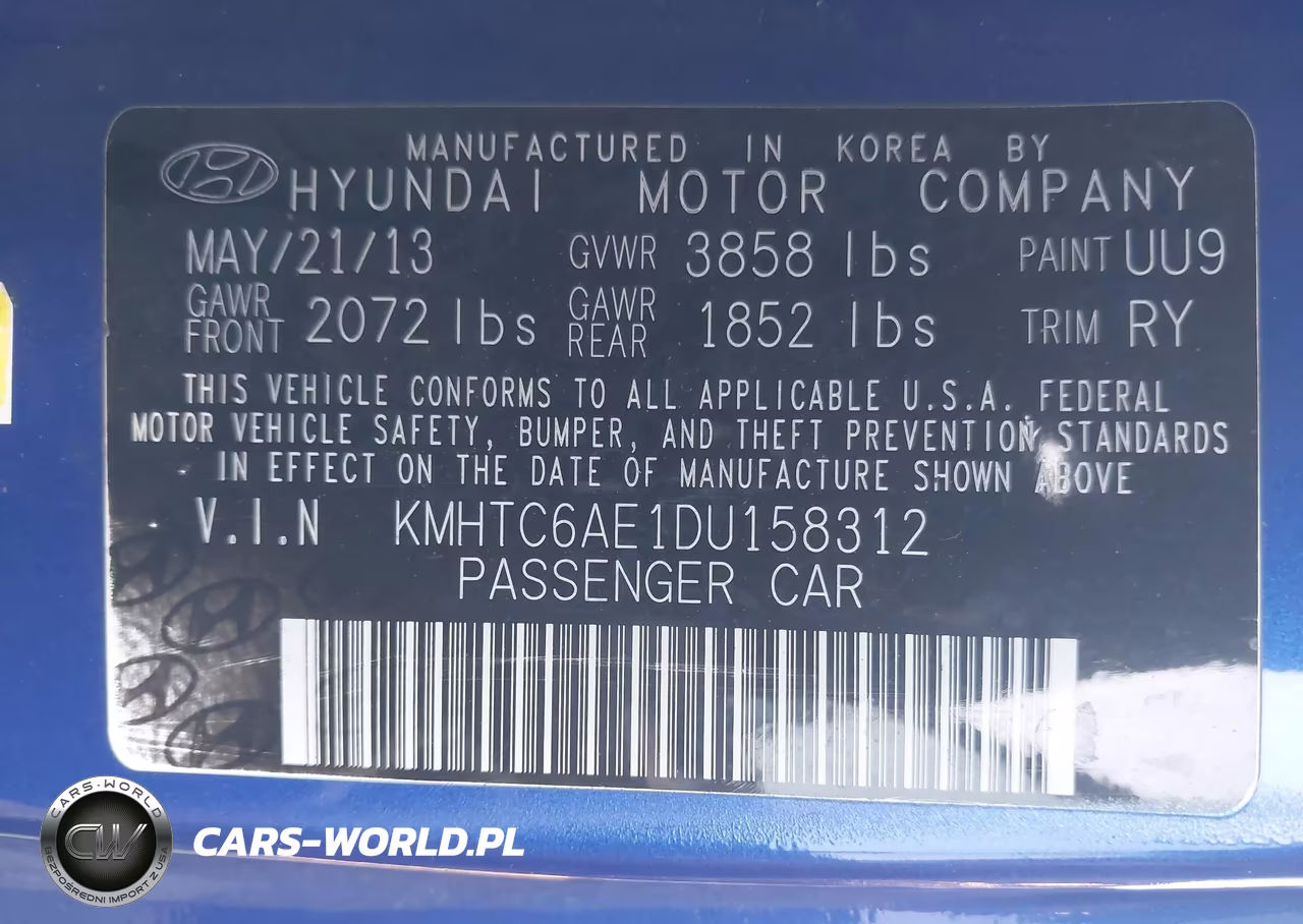 2013 Hyundai Veloster Turbo W-Black VIN:KMHTC6AE1DU158312 - 9