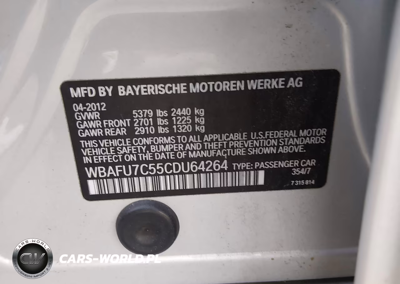 2012 BMW 535I xDrive VIN:WBAFU7C55CDU64264 - 9