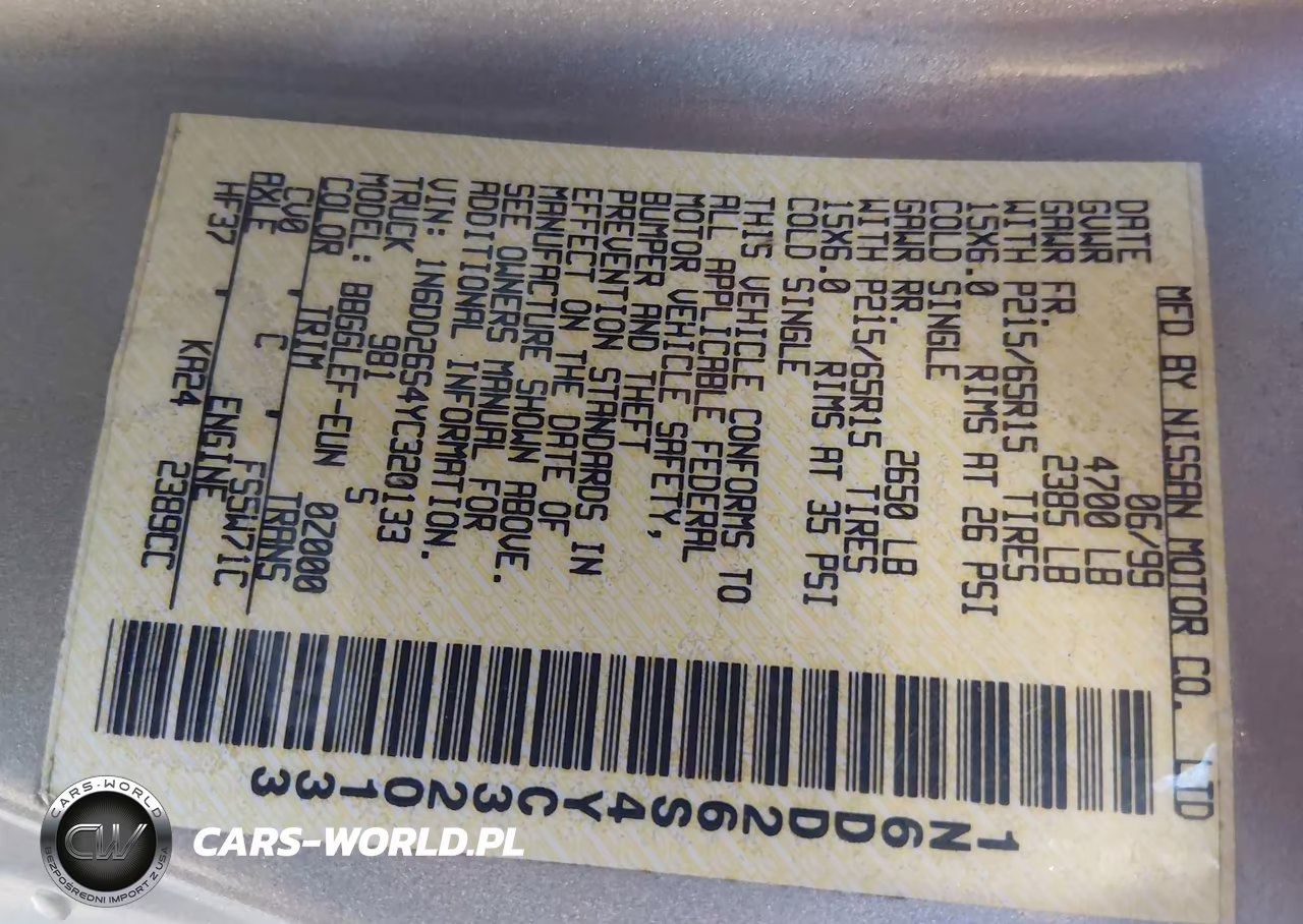 2000 Nissan Frontier Xe VIN:1N6DD26S4YC320133 - 9