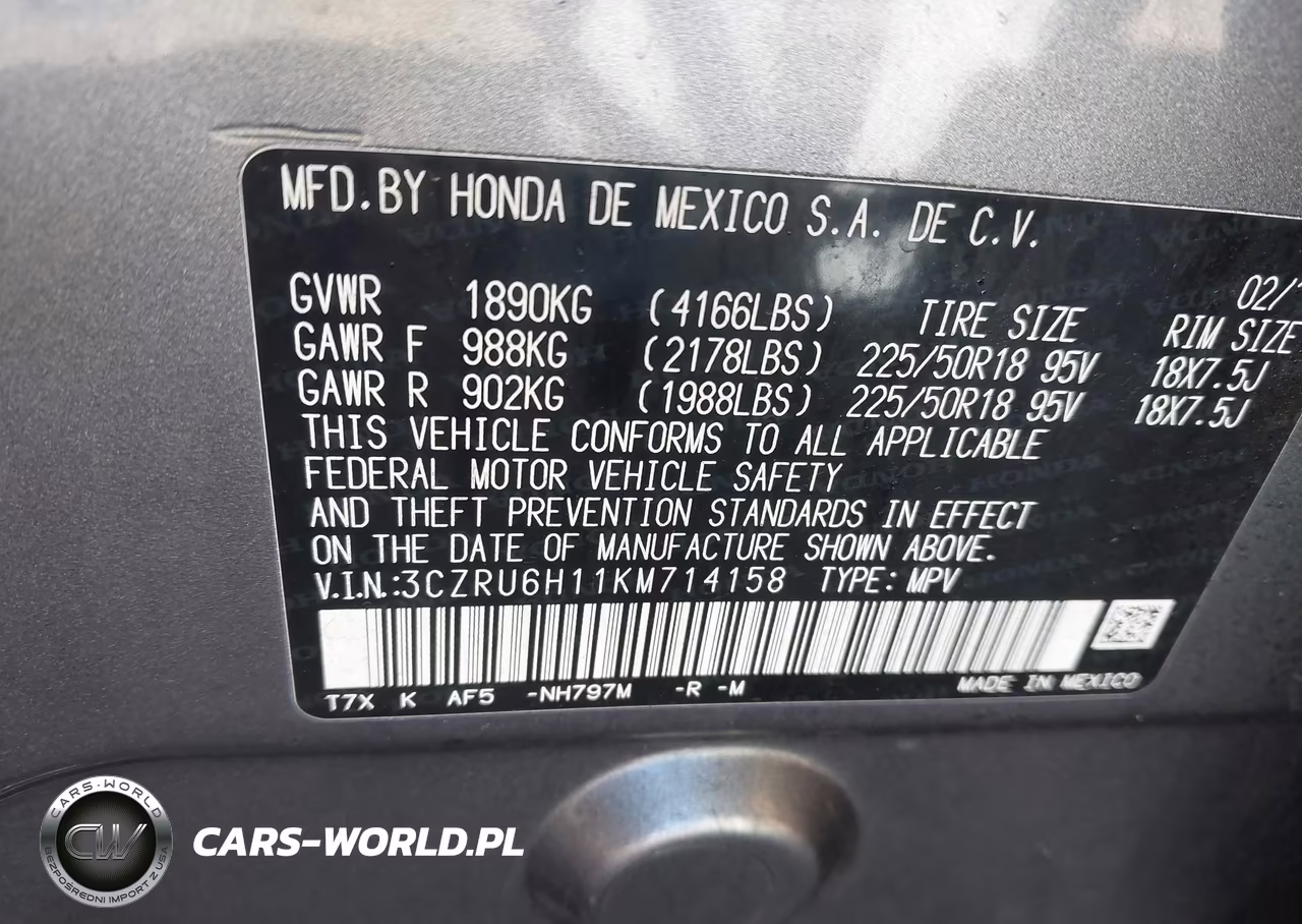 2019 Honda Hr-V Sport VIN:3CZRU6H11KM714158 - 9