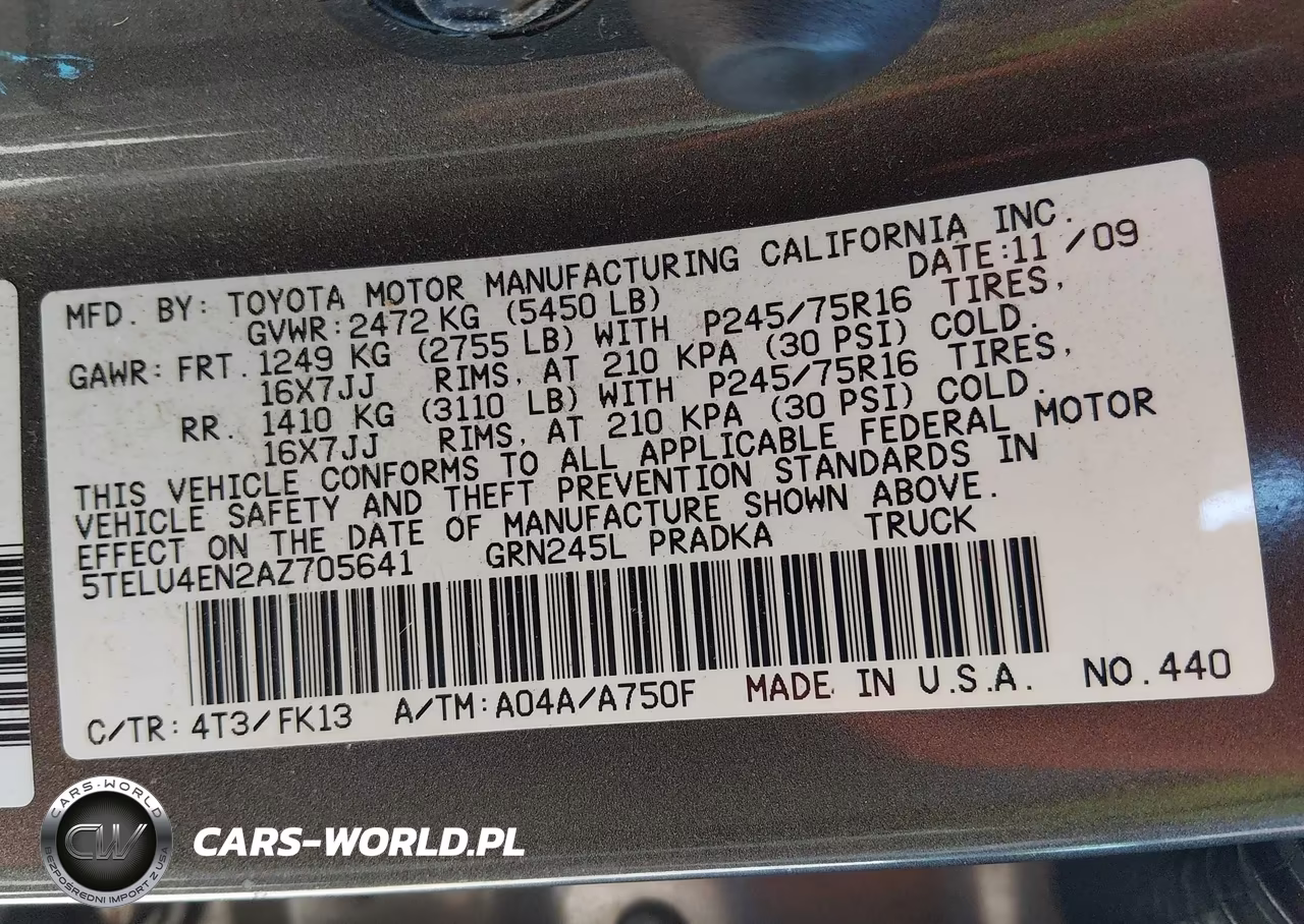 2010 Toyota Tacoma Base V6 VIN:5TELU4EN2AZ705641 - 9