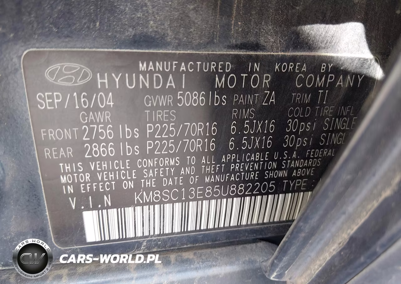 2005 Hyundai Santa Fe Gls-Lx VIN:KM8SC13E85U882205 - 9