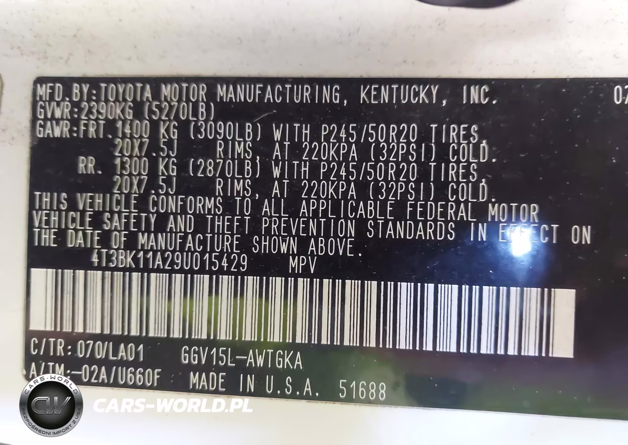 2009 Toyota Venza Base V6 VIN:4T3BK11A29U015429 - 9