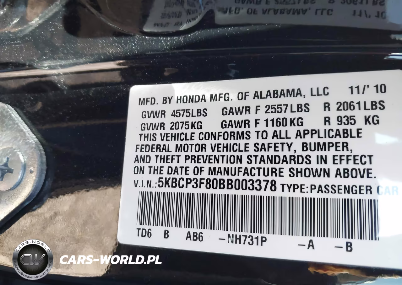 2011 Honda Accord 3.5 Ex-L VIN:5KBCP3F80BB003378 - 9