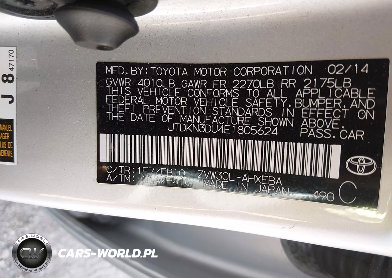 2014 Toyota Prius Two VIN:JTDKN3DU4E1805624 - 9