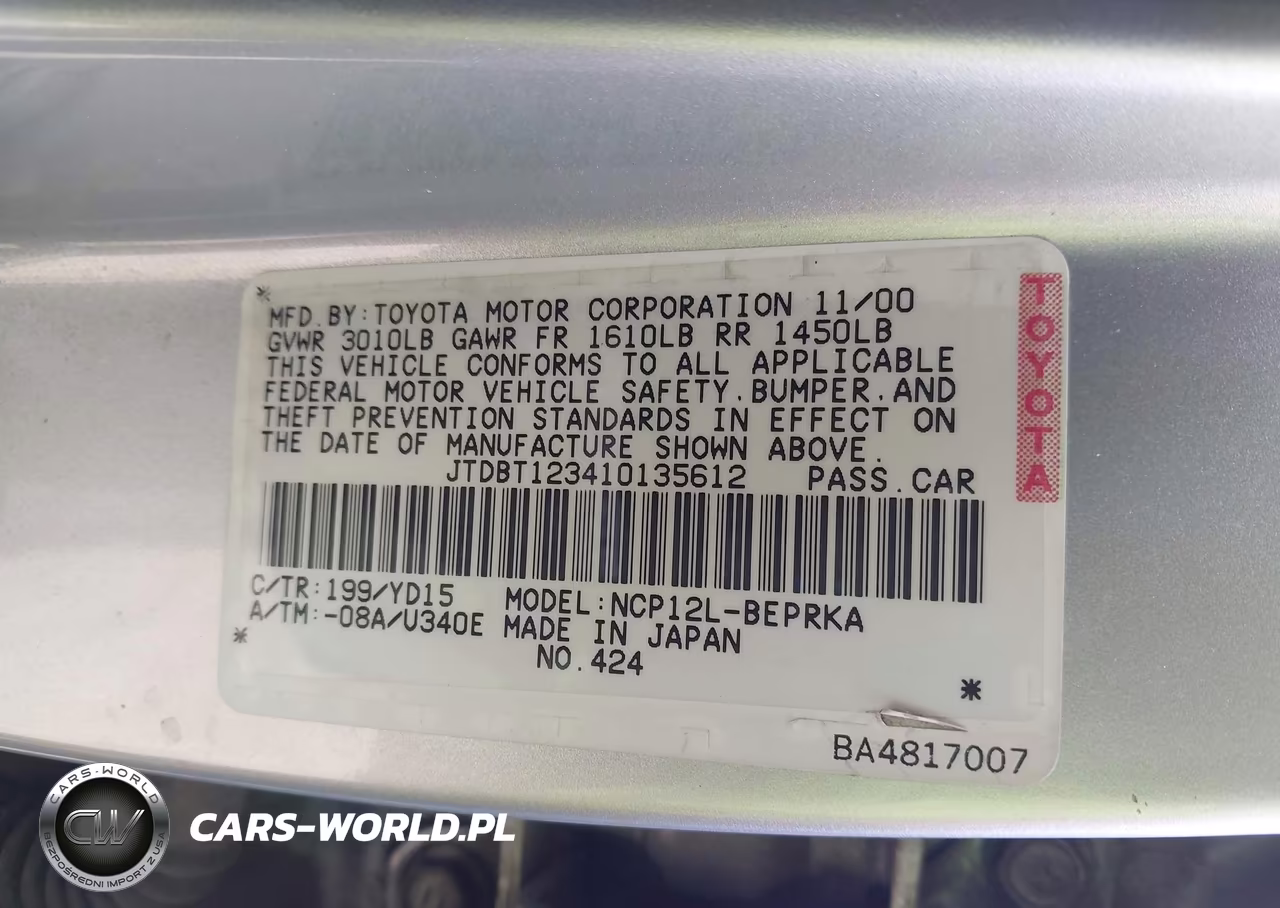 2001 Toyota Echo VIN:JTDBT123410135612 - 9