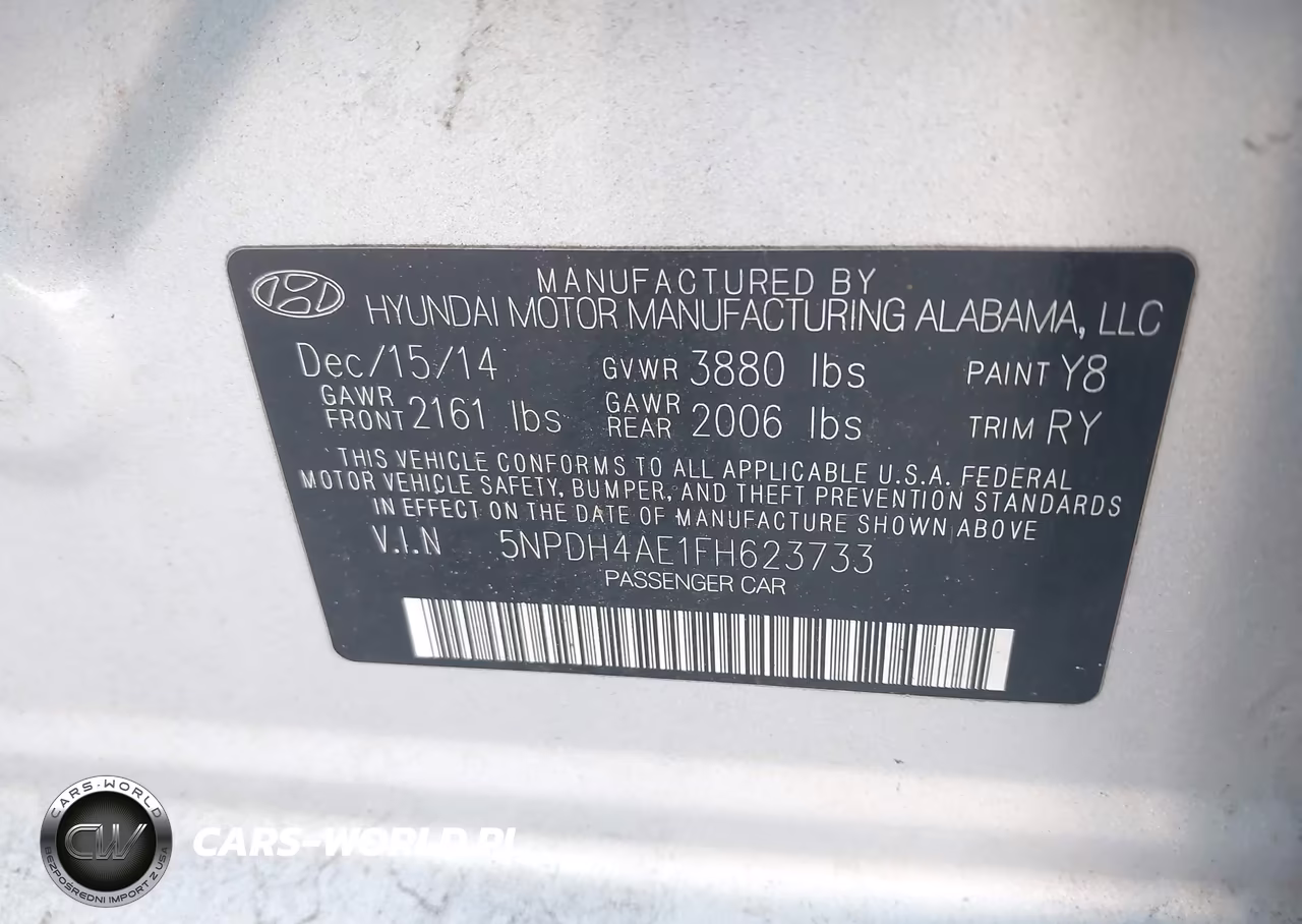 2015 Hyundai Elantra Limited VIN:5NPDH4AE1FH623733 - 9