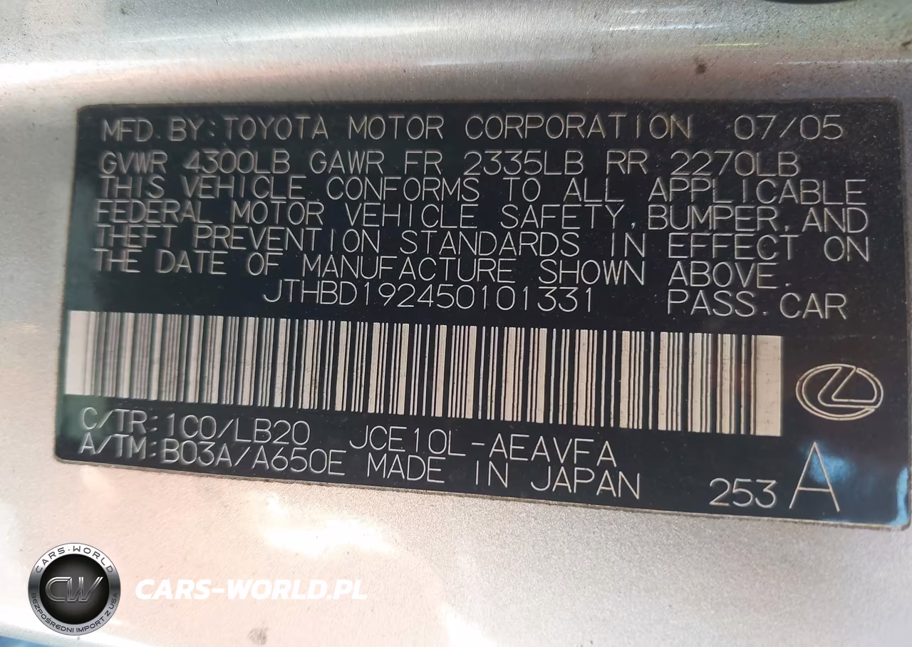 2005 Lexus Is 300 VIN:JTHBD192450101331 - 9