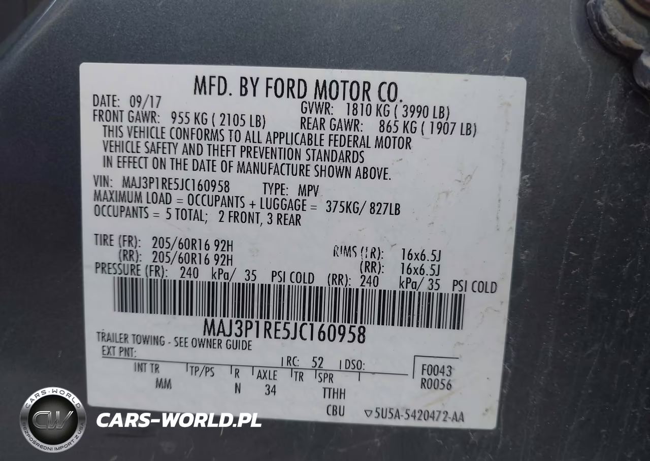 2018 Ford Ecosport S VIN:MAJ3P1RE5JC160958 - 9