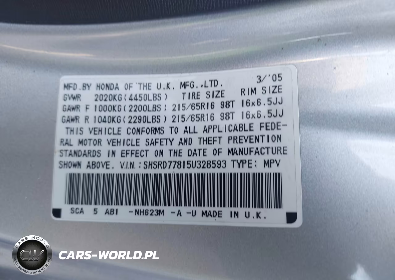 2005 Honda Cr-V Ex VIN:SHSRD77815U328593 - 9