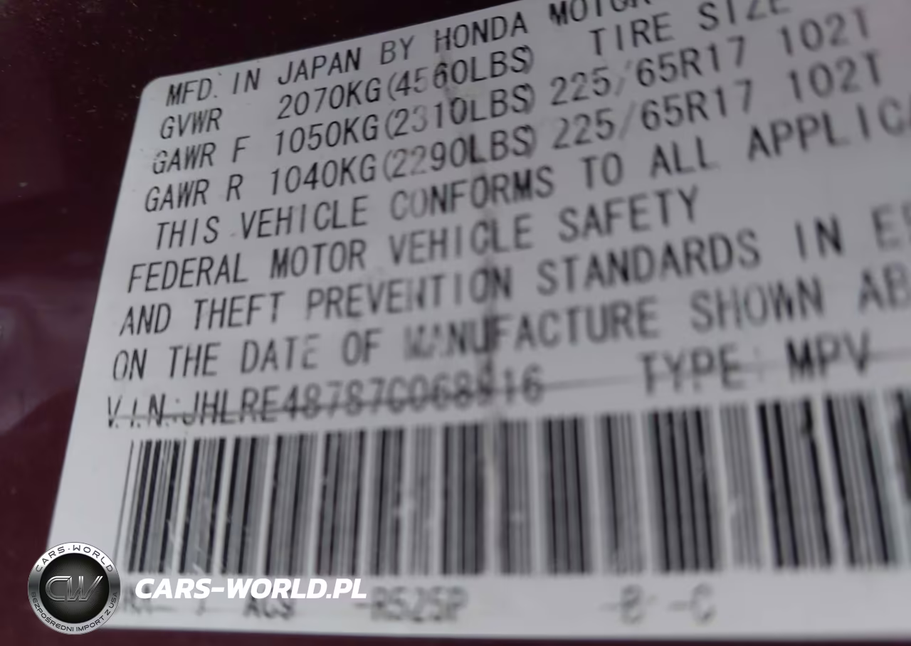 2007 Honda Cr-V Ex-L VIN:JHLRE48787C068916 - 9