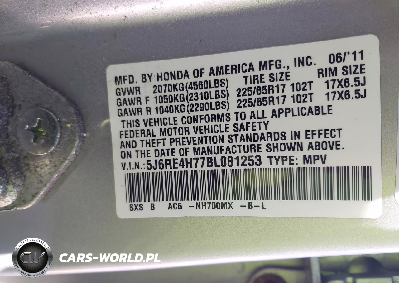 2011 Honda Cr-V Ex-L VIN:5J6RE4H77BL081253 - 9