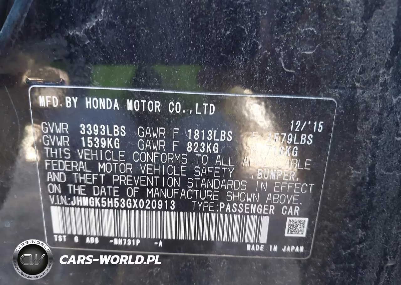 2016 Honda Fit Lx VIN:JHMGK5H53GX020913 - 9