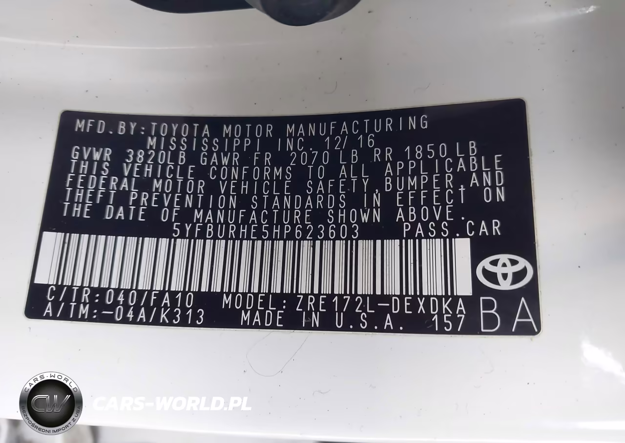2017 Toyota Corolla L VIN:5YFBURHE5HP623603 - 9