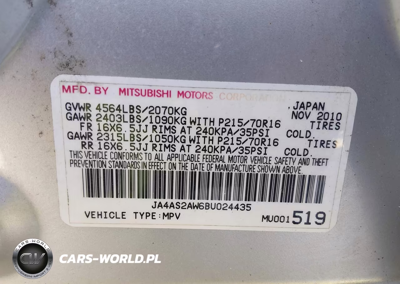 2011 Mitsubishi Outlander Es VIN:JA4AS2AW6BU024435 - 9