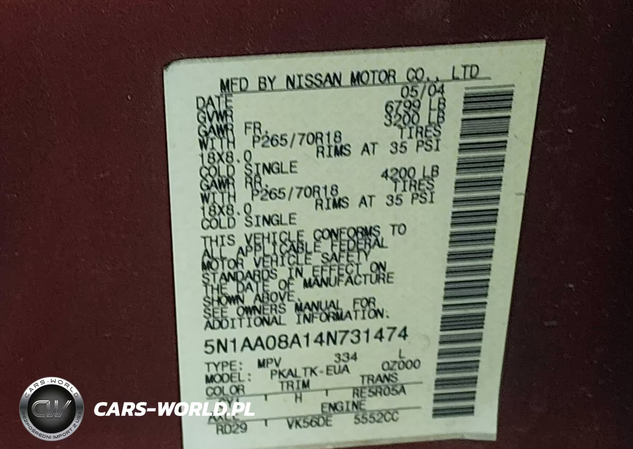 2004 Nissan Pathfinder Armada Se VIN:5N1AA08A14N731474 - 9