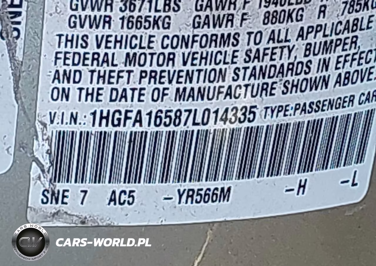 2007 Honda Civic Lx VIN:1HGFA16587L014335 - 9