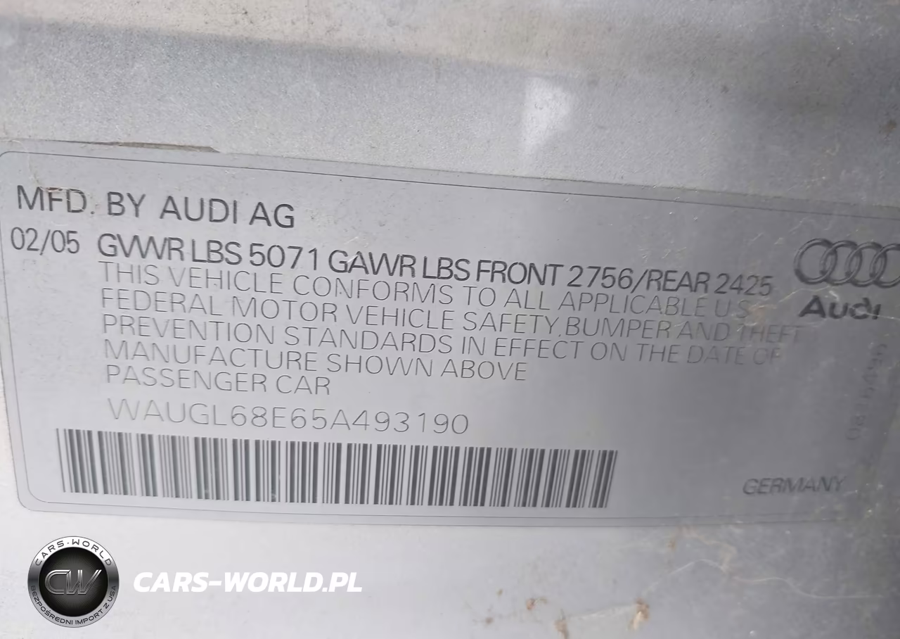 2005 Audi S4 4.2 VIN:WAUGL68E65A493190 - 9