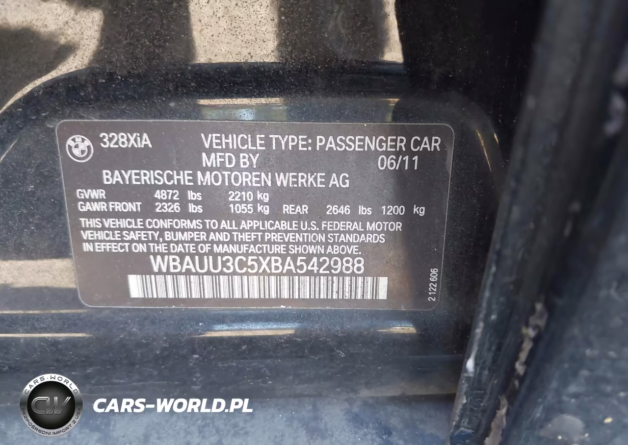 2011 BMW 328I xDrive VIN:WBAUU3C5XBA542988 - 9