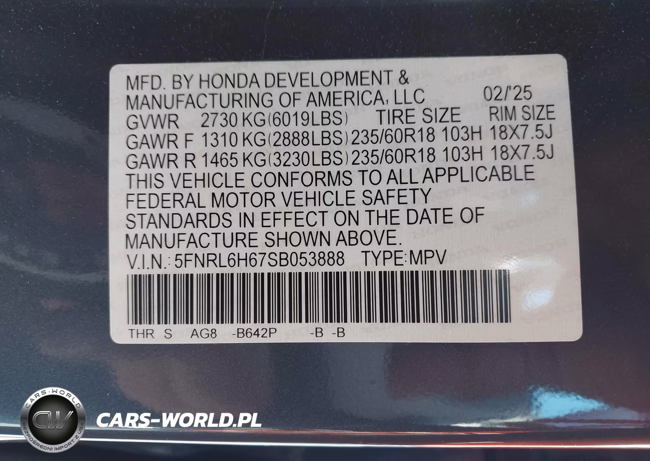 2025 Honda Odyssey Ex-L VIN:5FNRL6H67SB053888 - 9
