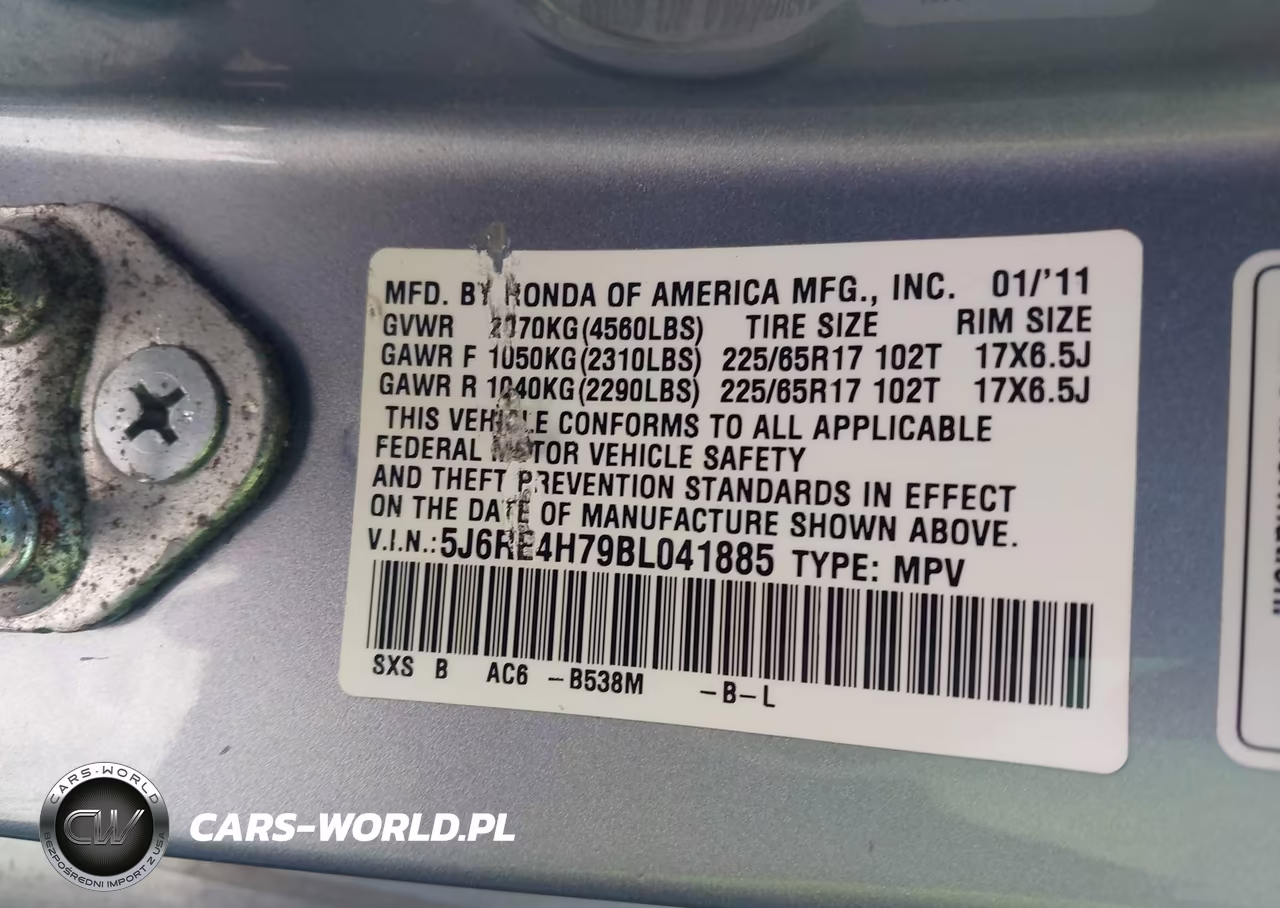 2011 Honda Cr-V Ex-L VIN:5J6RE4H79BL041885 - 9